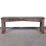 Two seat teak garden bench.,