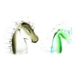 Two Murano glass horse head sculptures