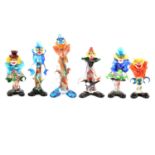 Collection of ten Murano glass clown figures