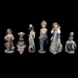 Eight Lladro figurines