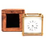 French brass cased carriage clock, of squat form