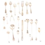 Victorian silver spoon, Joseph Fulton, Exeter 1839, and other silver and white metal flatware.