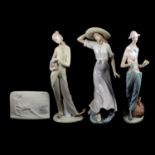 Five large Lladro figures, and a Collectors Society plaque
