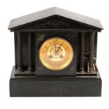 Victorian black slate mantel clock,