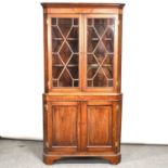George III oak and mahogany freestanding corner cabinet,