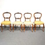 Set of six Victorian walnut balloon back dining chairs,