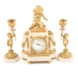 Late 19th Century French marble and ormolu clock garniture,