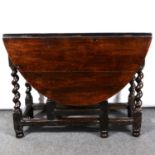 Joined oak gateleg table, 18th Century,