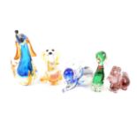 Twelve Murano glass dog figures