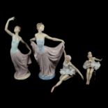 Seven Lladro and Nao ballerina figurines.