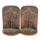 Pair of bronze bookends,