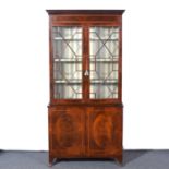 George III style inlaid mahogany bookcase,