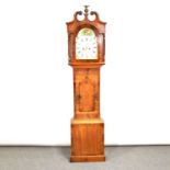 Oak and mahogany longcase clock,