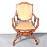Dutch walnut and marquetry elbow chair, 19th Century,