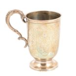 Victorian silver mug, maker's mark rubbed, Birmingham 1865.