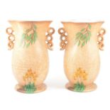 Pair of English Art Deco pottery vases