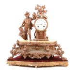 Late 19th Century French gilt spelter mantel clock,
