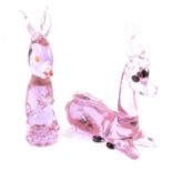 Two Murano glass Alexandrite animal figures