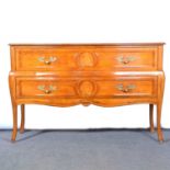 French walnut two drawer commode,