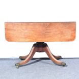 George IV mahogany pedestal Pembroke table,