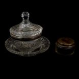 Georgian silver-mounted glass preserve jar, London 1800, and smaller preserve jar.