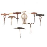 Straight-pull corkscrews, eight including two with ring handles etc