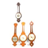 Four Victorian banjo barometers,