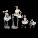 Eight Lladro and Nao Ballerina figurines.