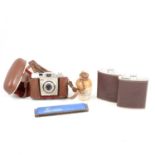 Zeiss Ikon folding camera, Sterlini Whisky and other items, one box.