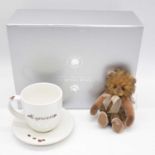 Charlie Bears teddy bear, Minimo collection Espresso bear, boxed with tags and cup and saucer.