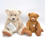 Two Robin Rive teddy bears 'Kiri' and 'Koru'