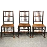 Set if four Victorian oak and ash spindle-back dining chairs