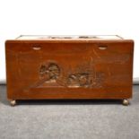 Carved camphor wood chest, 20th Century,