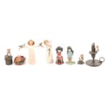 Collection of decorative figures, enamel boxes, soft toy