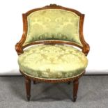 Louis XVI style walnut and parcel gilt nursing chair