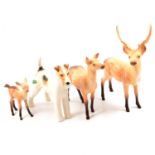 Beswick Stag, Doe, Fawn and Wired-Haired Terrier 'Talavera Romulus'.