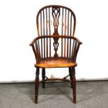 Victorian elm and yew Windsor chair,