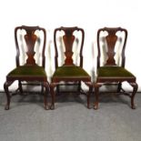 Set of six George II style mahogany dining chairs,