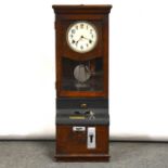 Oak cased clocking-in clock