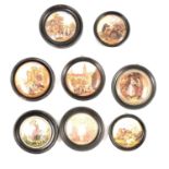 Collection of eight ceramic pot lids