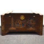 Carved wood blanket box