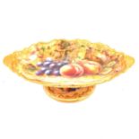 A Royal Worcester fruit painted footed dish, signed by T. Lockyer,