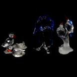 Three Swarovski Crystal pairs of bird figures, all boxed