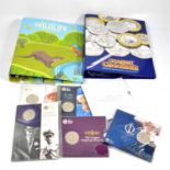 Brilliant uncirculated and other 50p, British Isles Wildlife 10p coins, and £5 commemoratives.