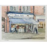 Five prints, Market Harborough scenes by Frank Scott and Alan Walker,