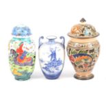 Collection of ceramics including Dresden covered vase