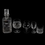 Quantity of cut crystal stemware and decanters