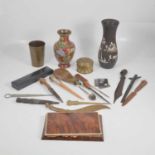 Collection of letter knives, Persian brass beaker, etc