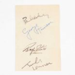 The Beatles; a set of four signatures on one sheet