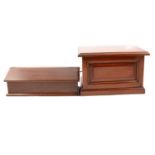 A mahogany box with three concealed drawers and a mahogany glove box.